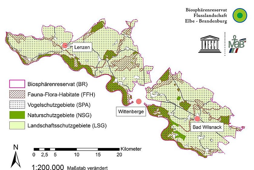 Übersichtskarte zu den FFH Gebieten, Vogelschutzgebiet (SPA), Naturschutzgebieten und Landschaftsschutzgebiet